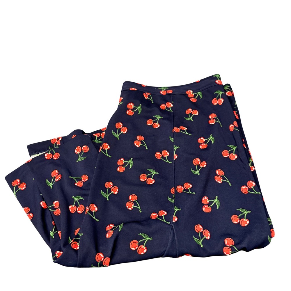 Talbots Skirt Womens 16 W (40x24 ACTUAL) Cherry Print Navy Blue Rockabilly